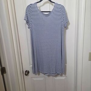 Navy and White Striped T-Shirt Dress